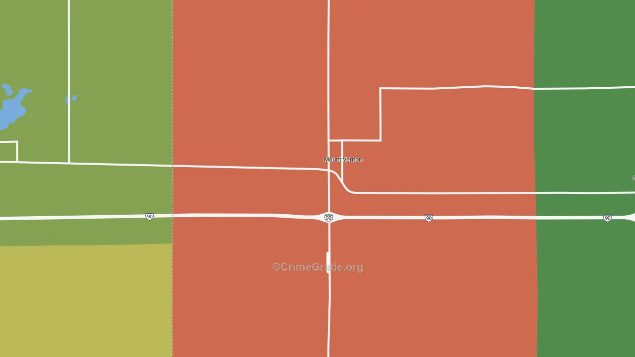 Mount Vernon, SD Map of Vehicle Theft Rates