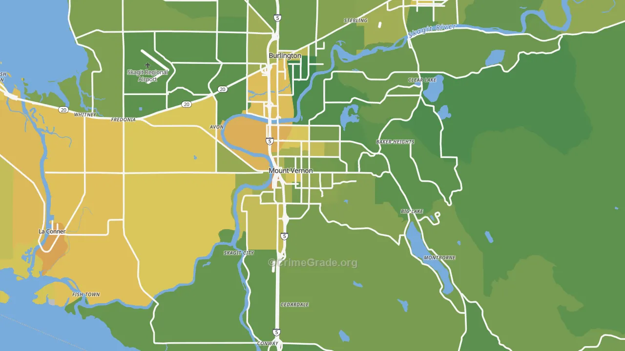 Mount Vernon, WA Map of Vehicle Theft Rates