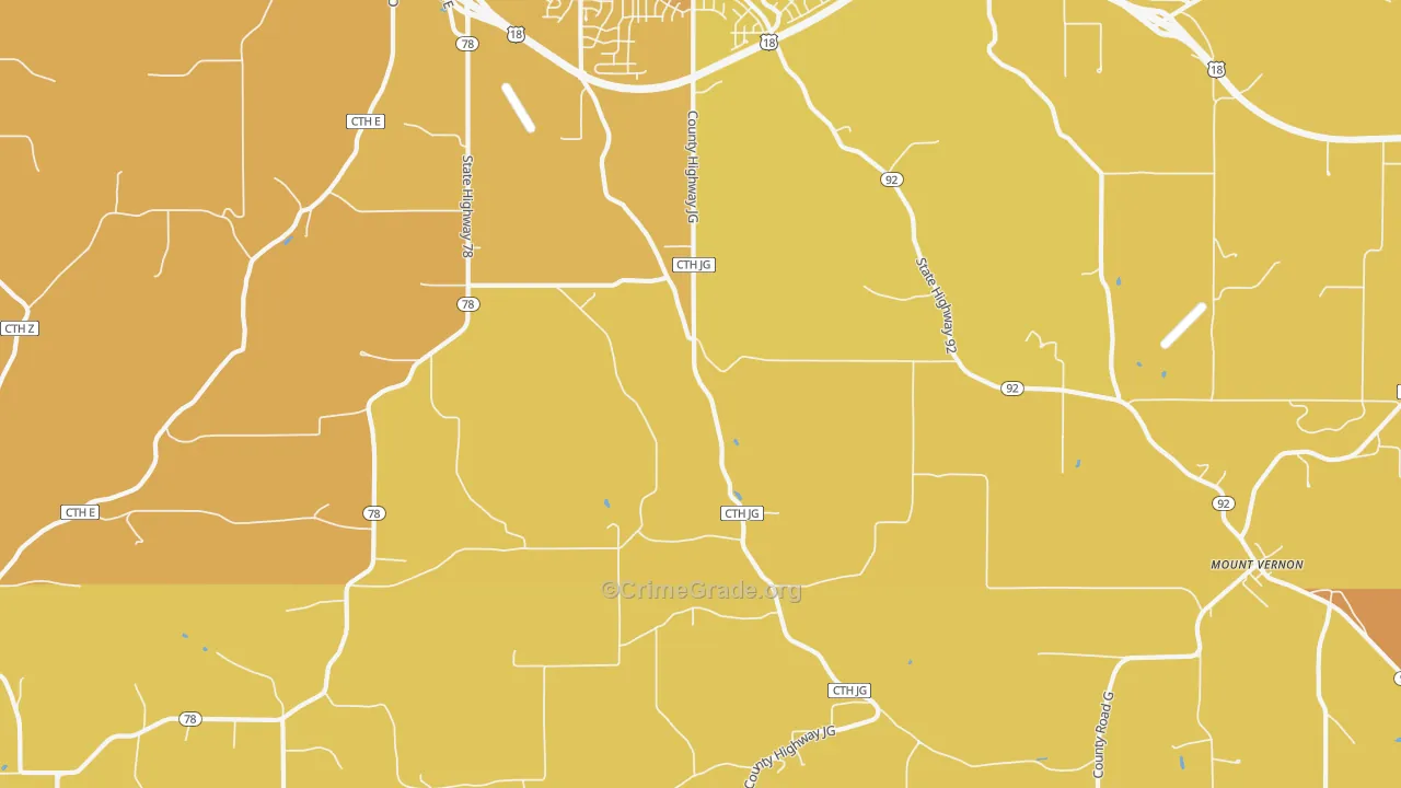 Mount Vernon, WI Map of Vehicle Theft Rates