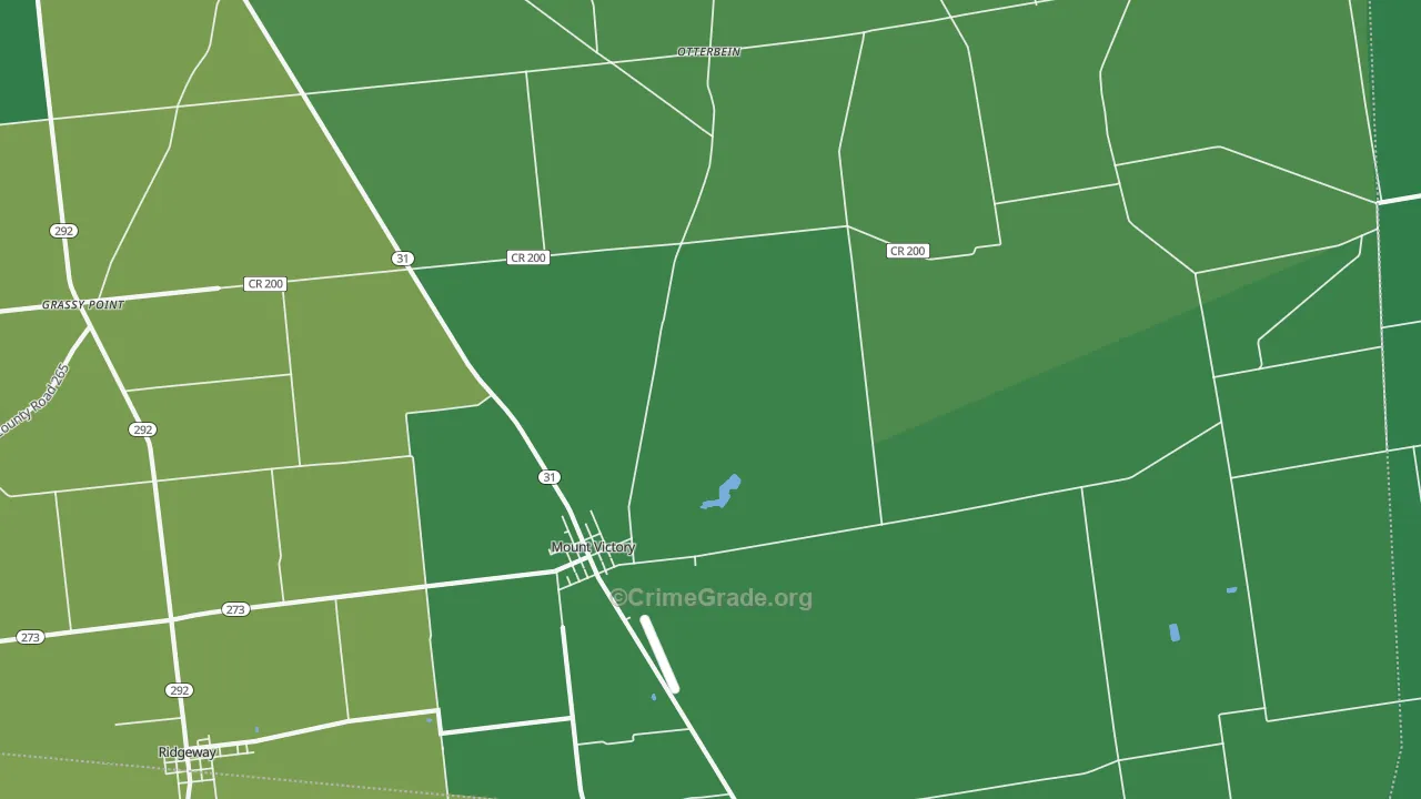 Mount Victory, OH Map of Vehicle Theft Rates