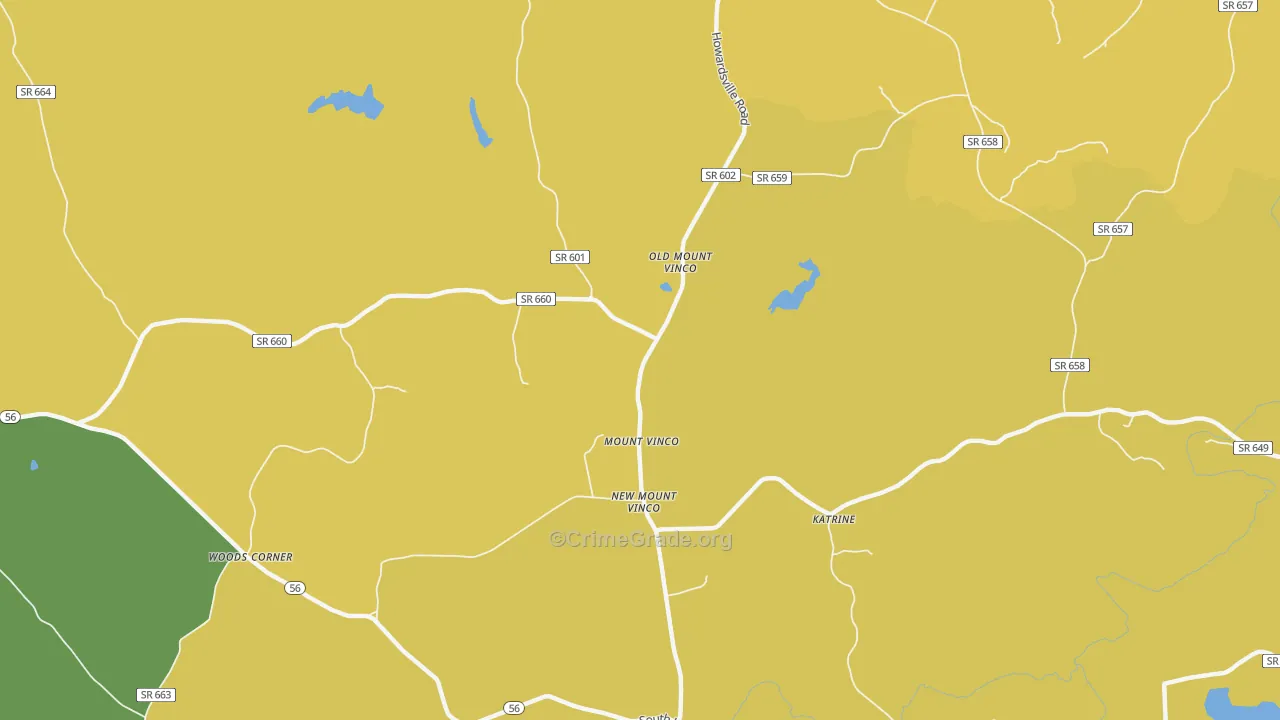 Mount Vinco, VA Map of Vehicle Theft Rates