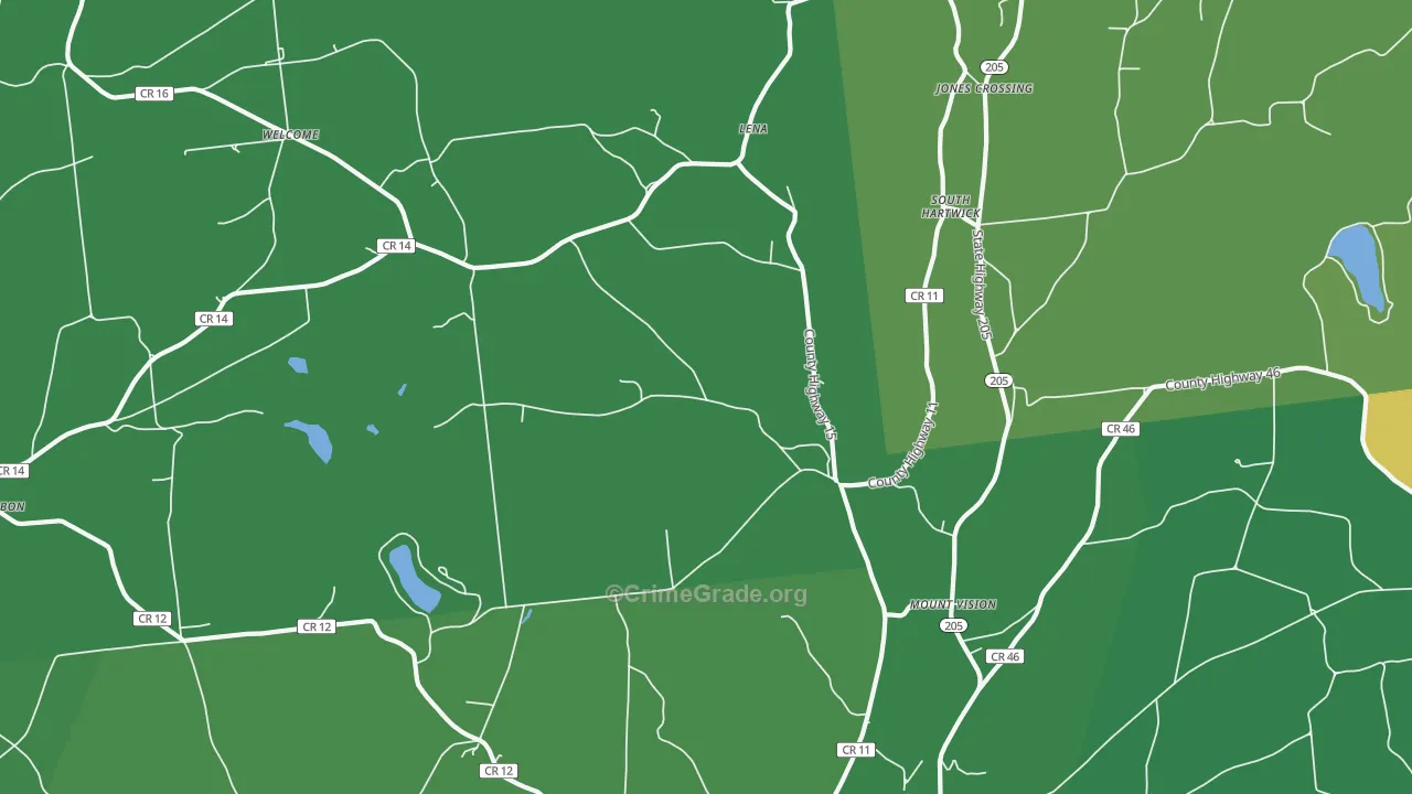 Mount Vision, NY Map of Vehicle Theft Rates