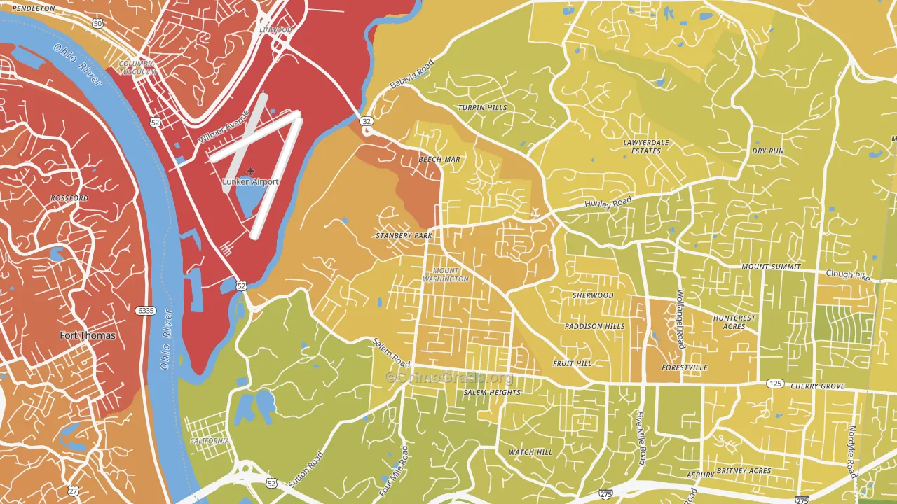 Mount Washington, Cincinnati, OH Map of Vehicle Theft Rates
