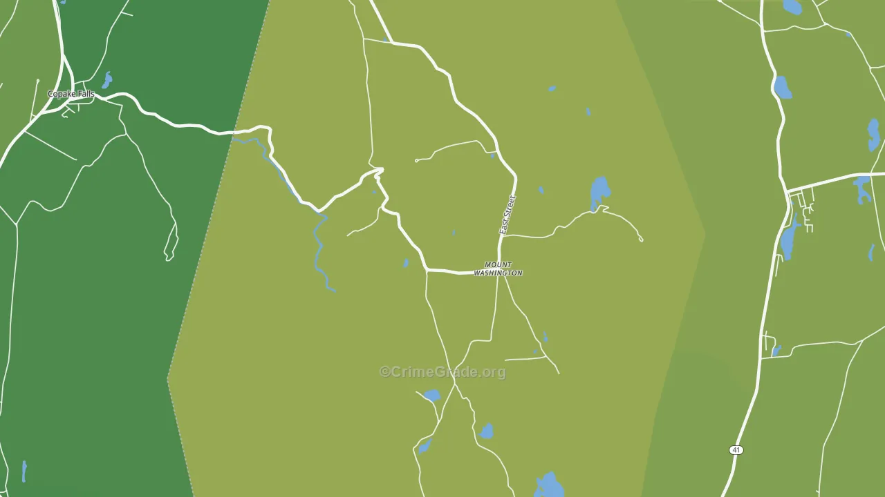 Mount Washington, MA Map of Vehicle Theft Rates