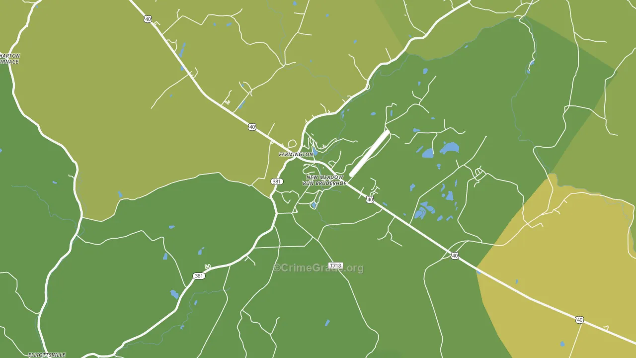 Mount Washington, PA Map of Vehicle Theft Rates