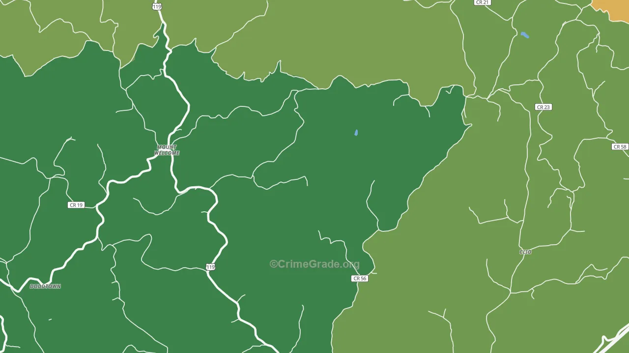 Mount Welcome, WV Map of Vehicle Theft Rates