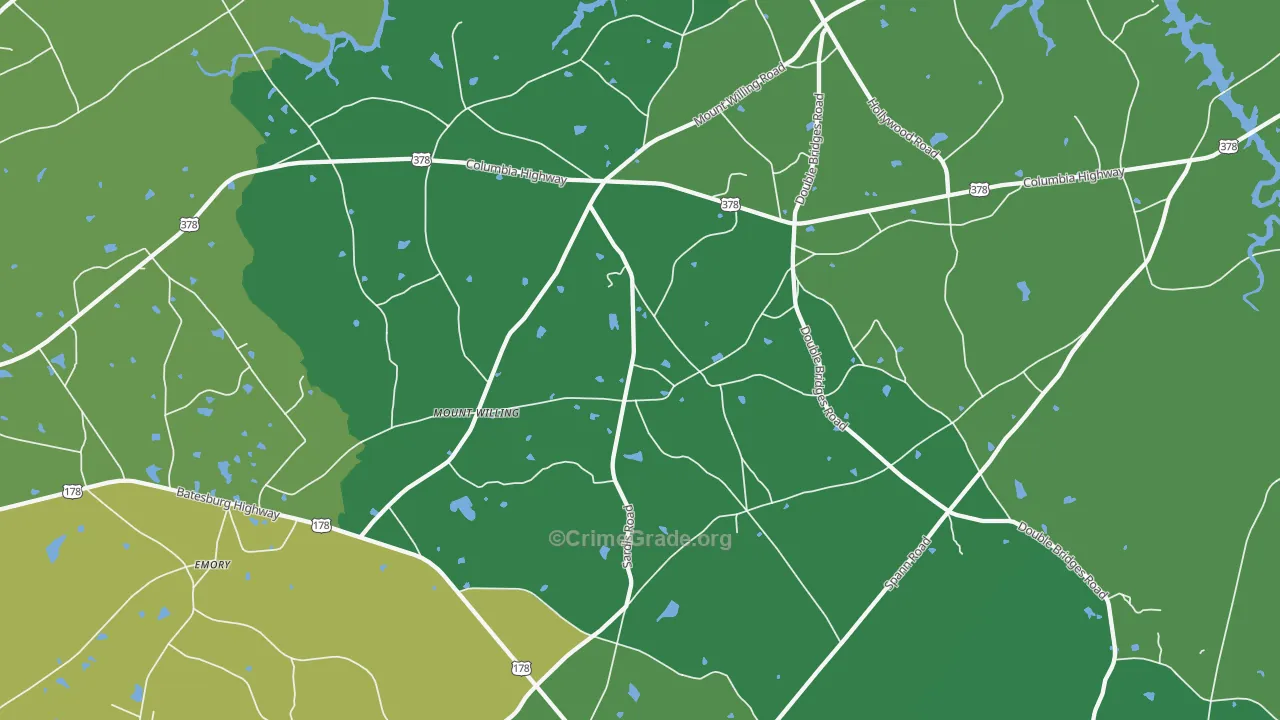 Mount Willing, SC Map of Vehicle Theft Rates