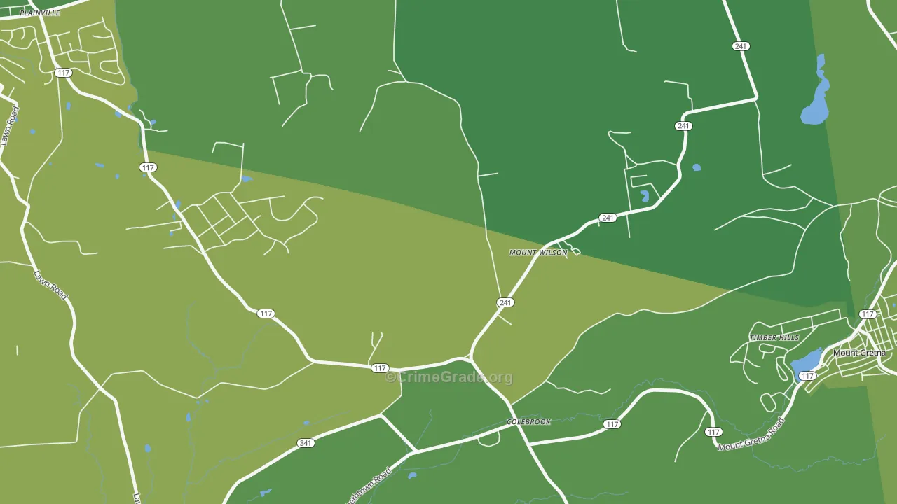 Mount Wilson, PA Map of Vehicle Theft Rates
