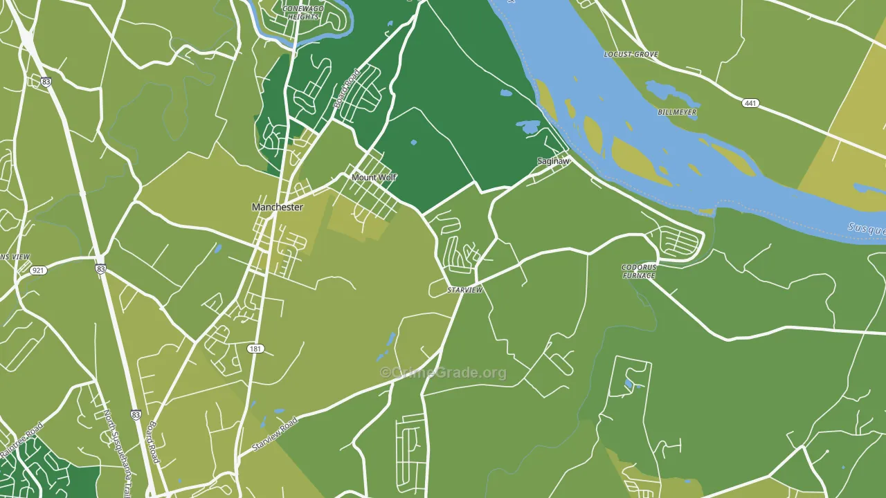 Mount Wolf, PA Map of Vehicle Theft Rates