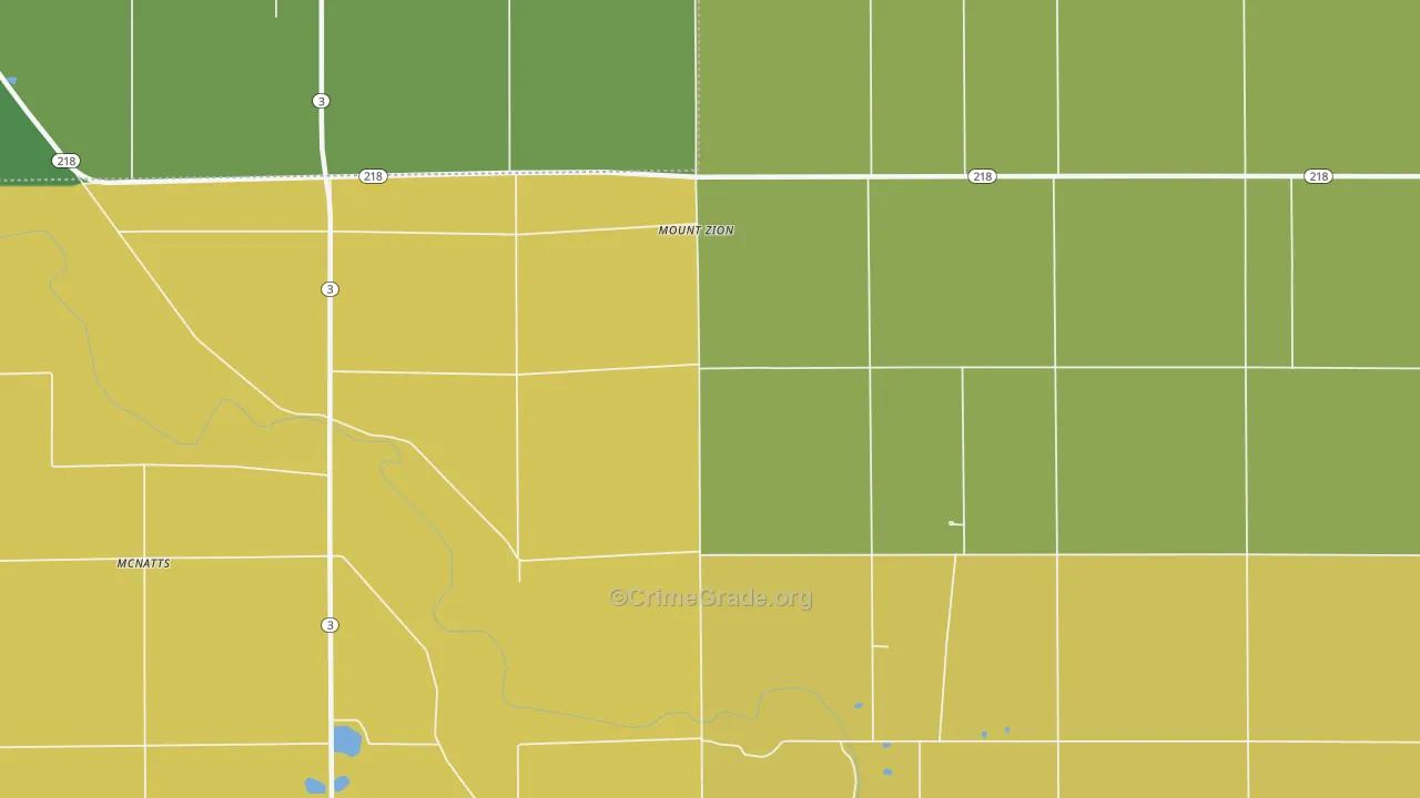 Mount Zion, IN Map of Vehicle Theft Rates