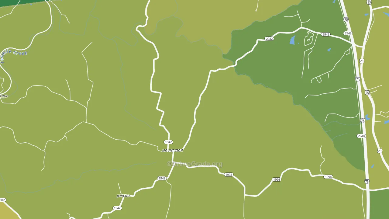 Mount Zion, KY Map of Vehicle Theft Rates