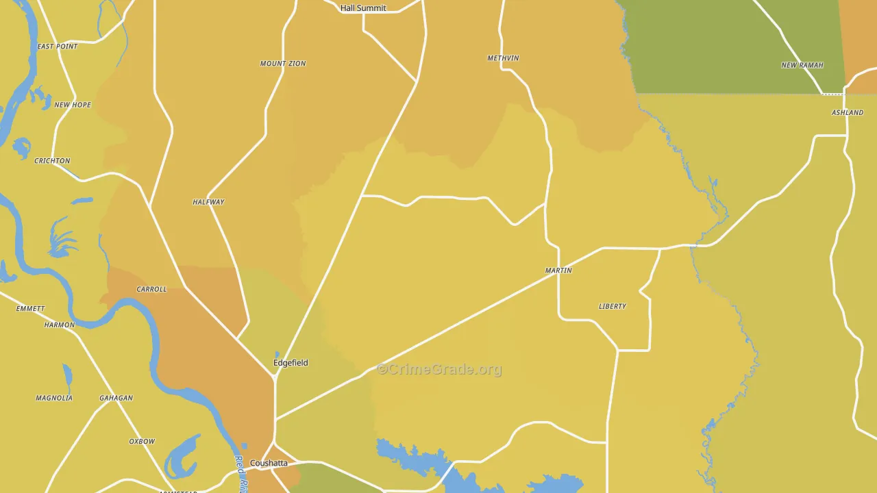 Mount Zion, LA Map of Vehicle Theft Rates