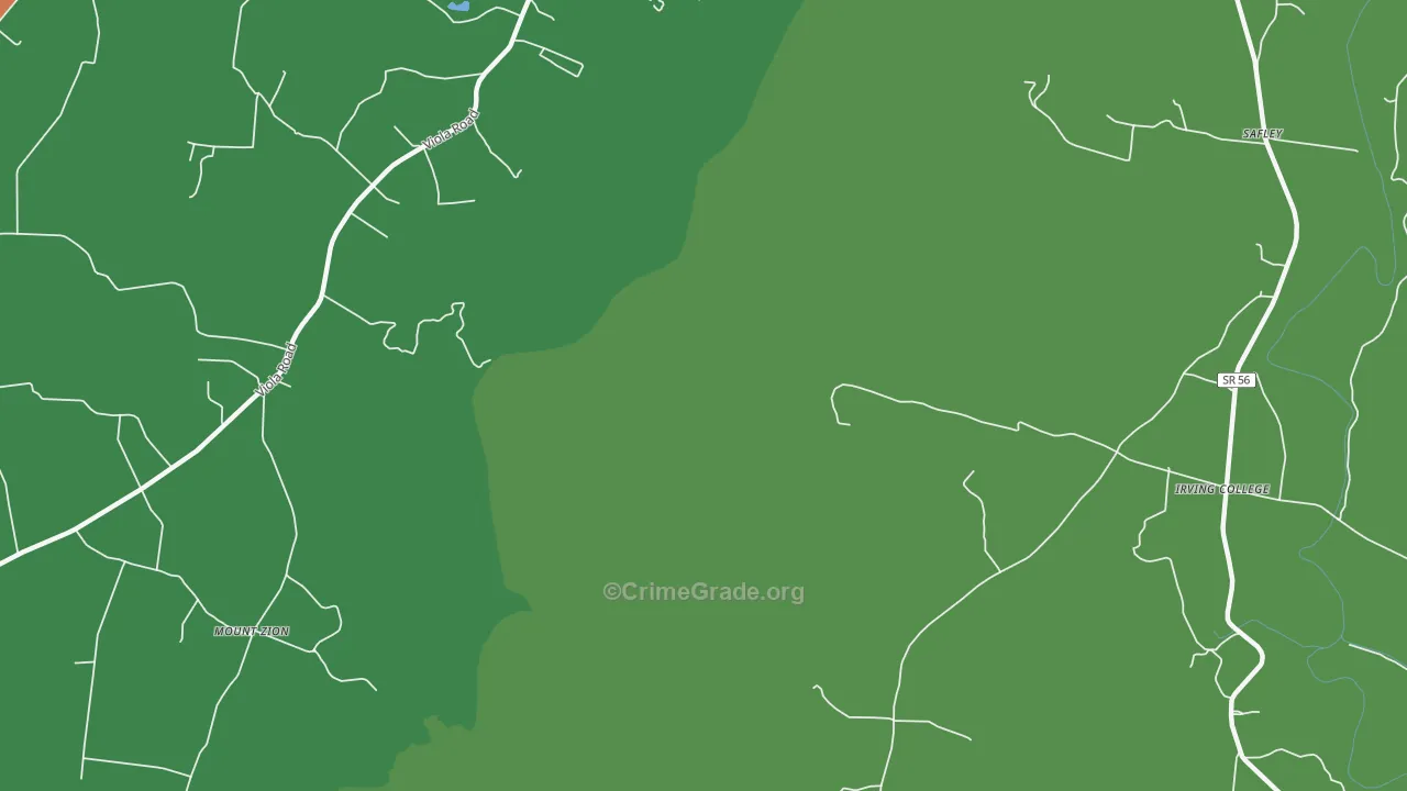 Mount Zion, TN Map of Vehicle Theft Rates