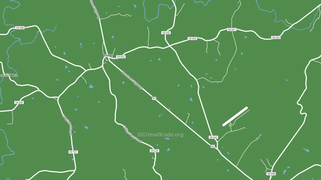 Mount Zion, VA Map of Vehicle Theft Rates