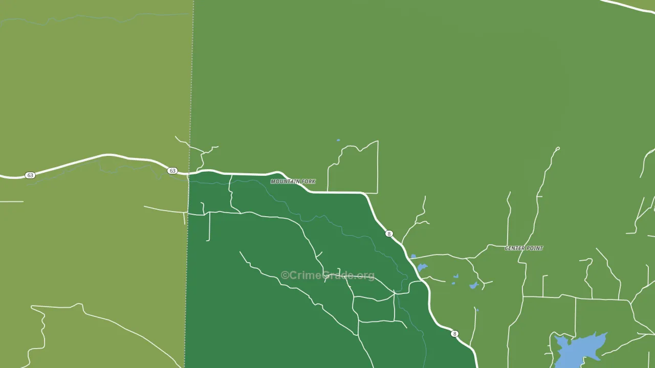 Mountain Fork, AR Map of Vehicle Theft Rates