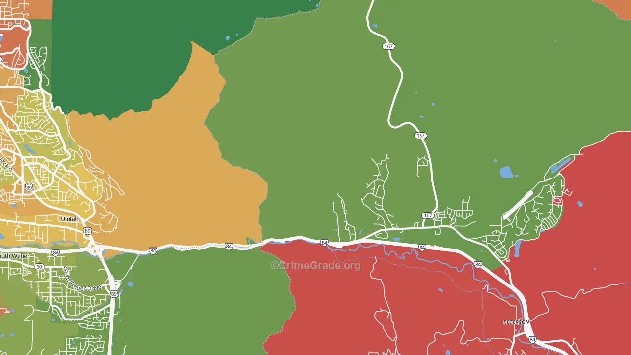 Mountain Green, UT Map of Vehicle Theft Rates