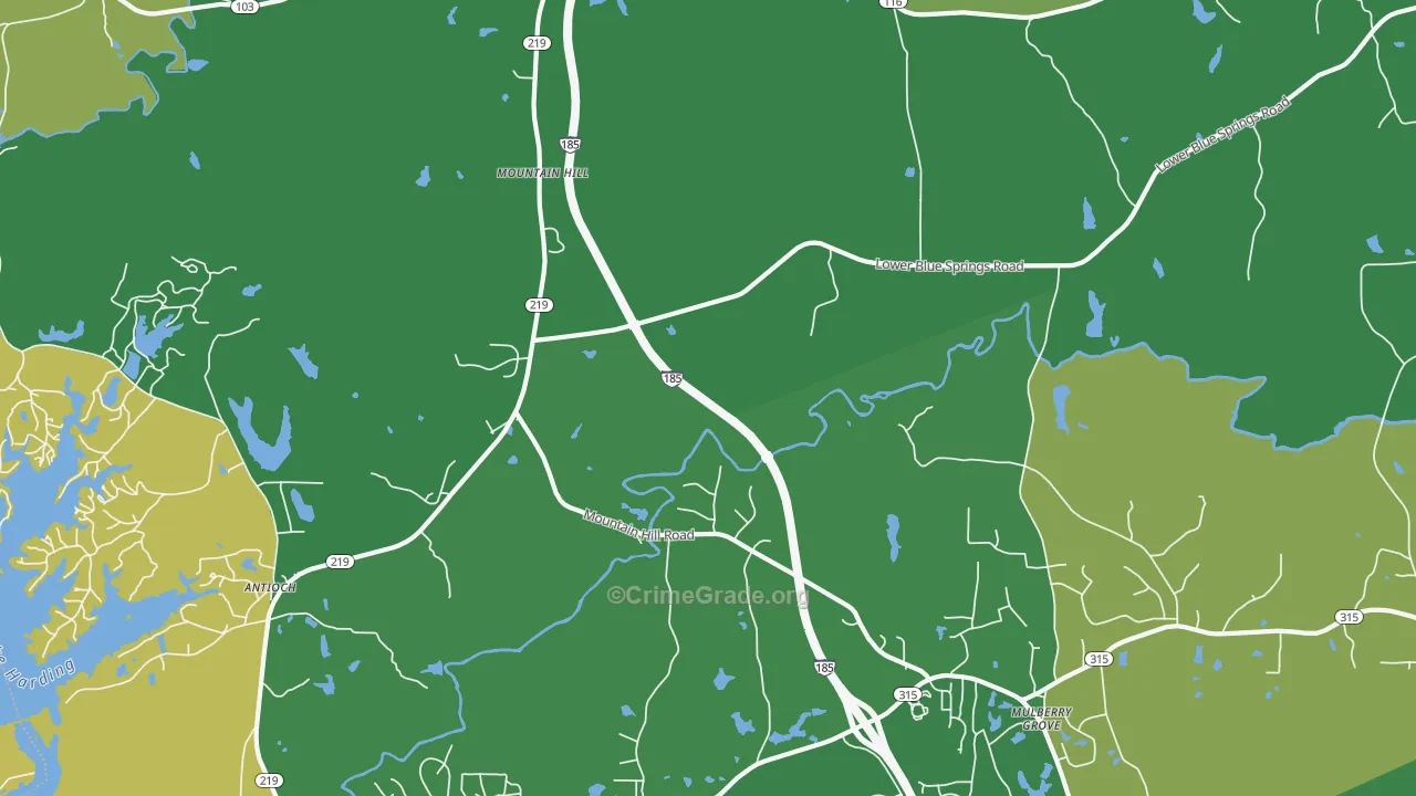 Mountain Hill, GA Map of Vehicle Theft Rates