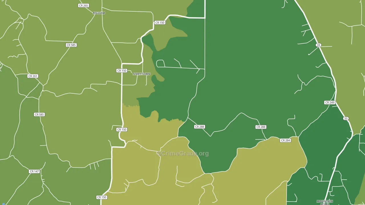Mountain Home, AL Map of Vehicle Theft Rates