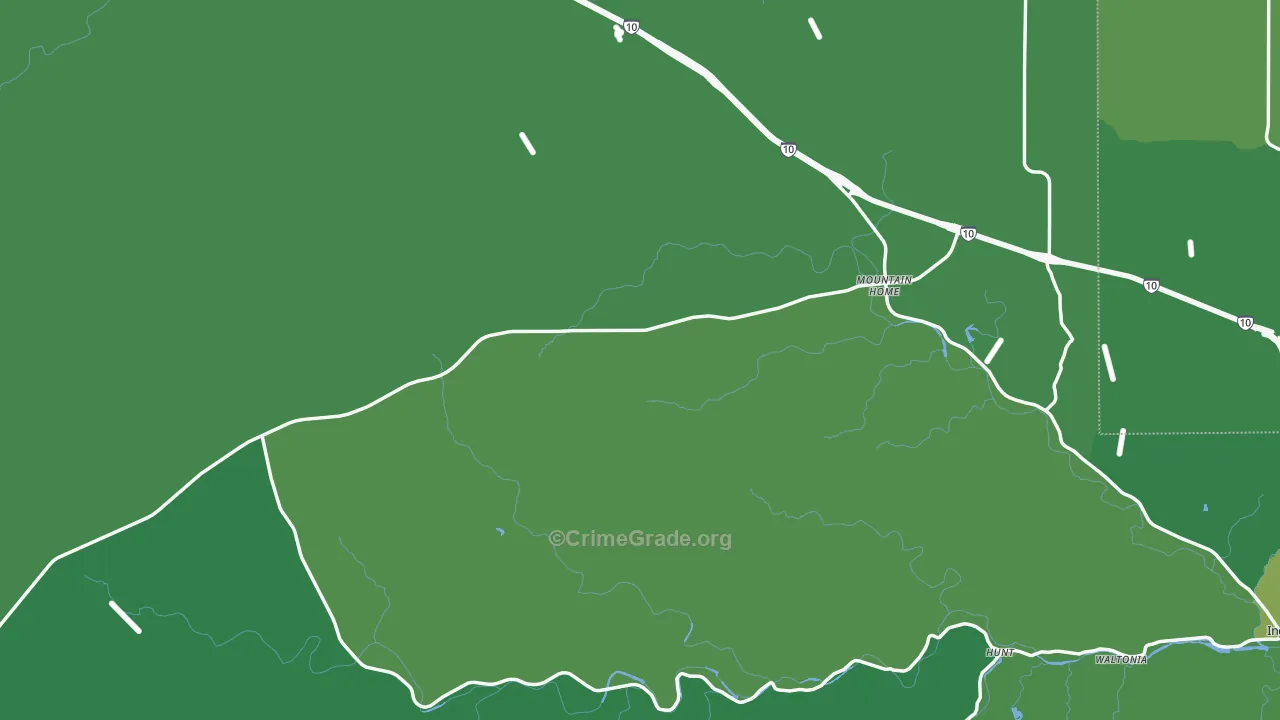 Mountain Home, TX Map of Vehicle Theft Rates