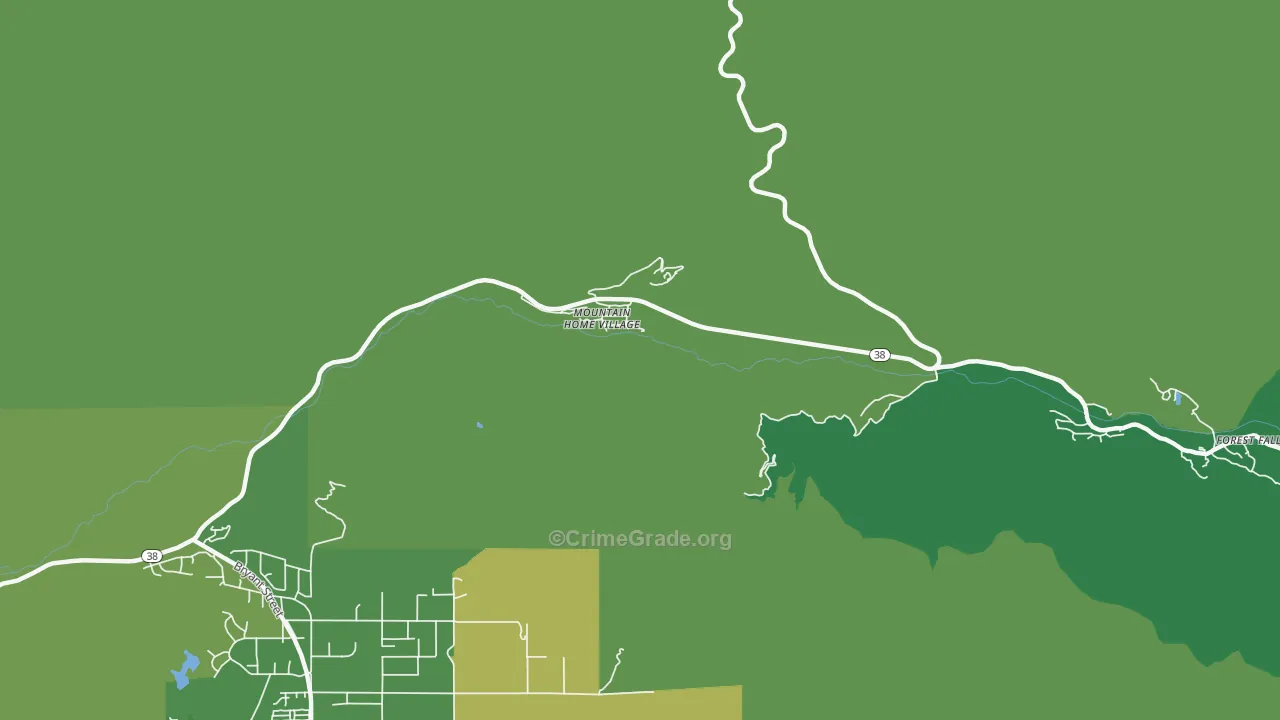 Mountain Home Village, CA Map of Vehicle Theft Rates