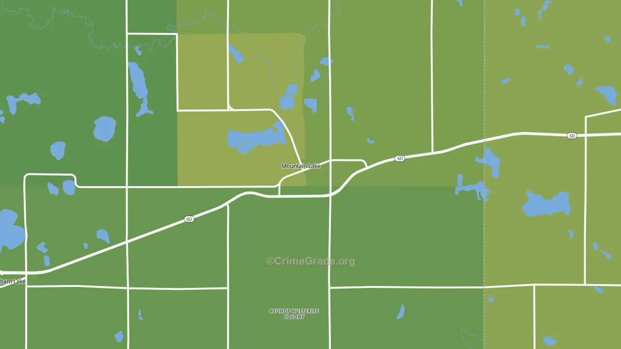 Mountain Lake, MN Map of Vehicle Theft Rates