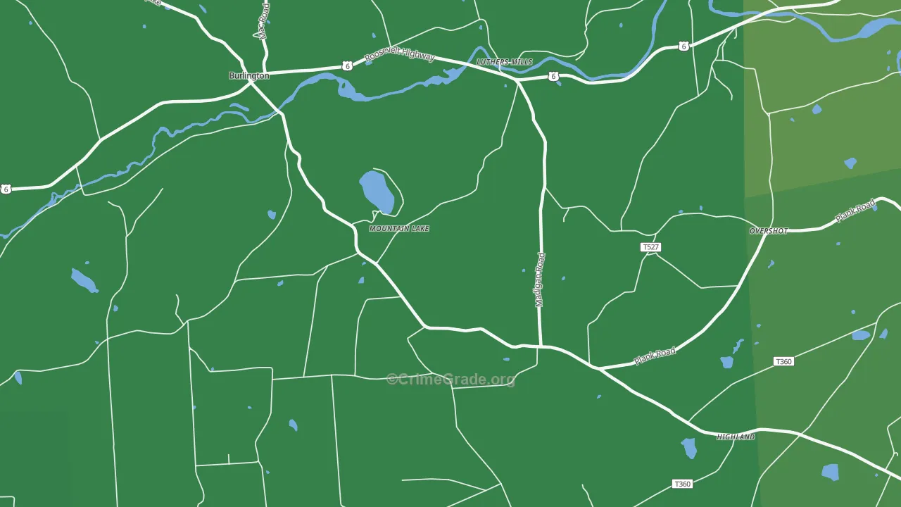 Mountain Lake, PA Map of Vehicle Theft Rates