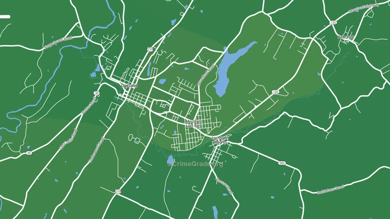 Mountain Lake Park, MD Map of Vehicle Theft Rates
