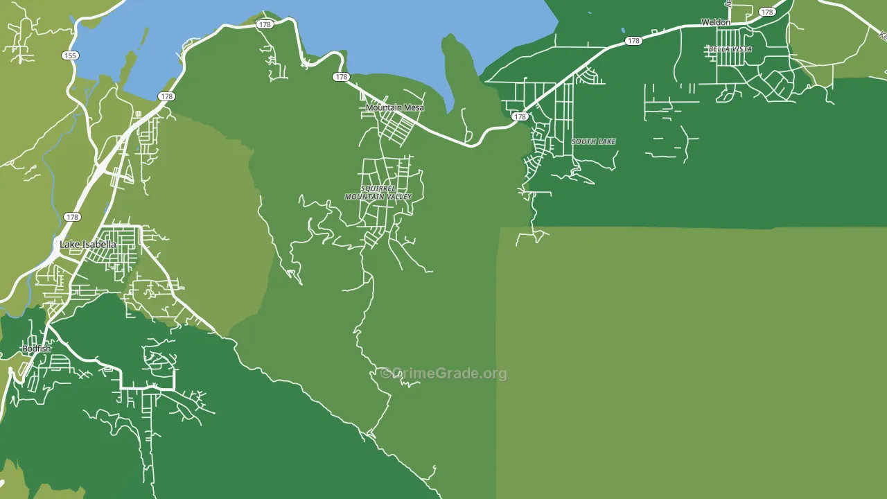 Mountain Mesa, CA Map of Vehicle Theft Rates
