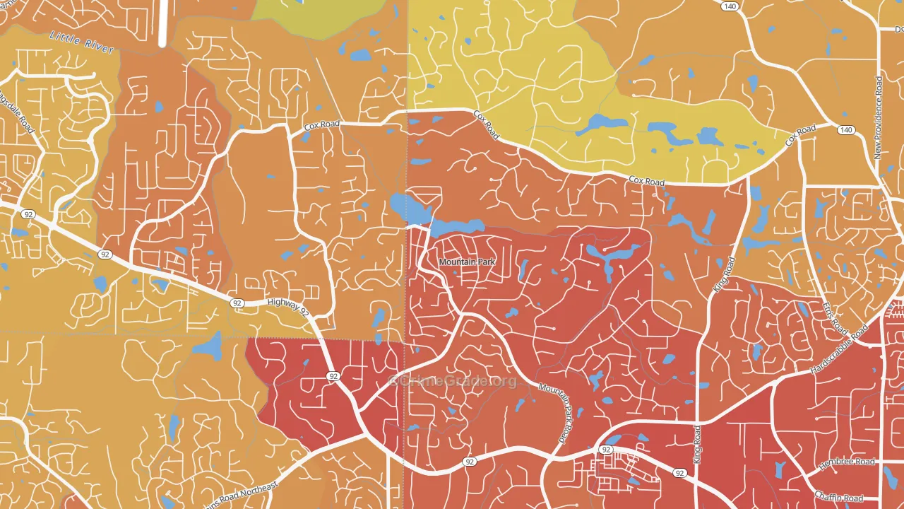 Mountain Park, GA Map of Vehicle Theft Rates