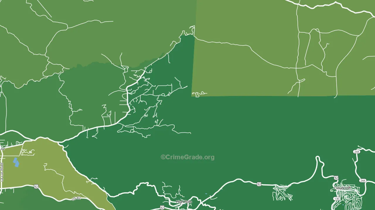 Mountain Park, NM Map of Vehicle Theft Rates