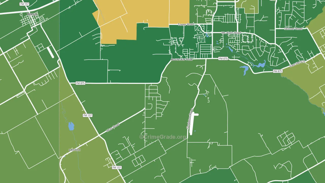 Mountain Peak, TX Map of Vehicle Theft Rates