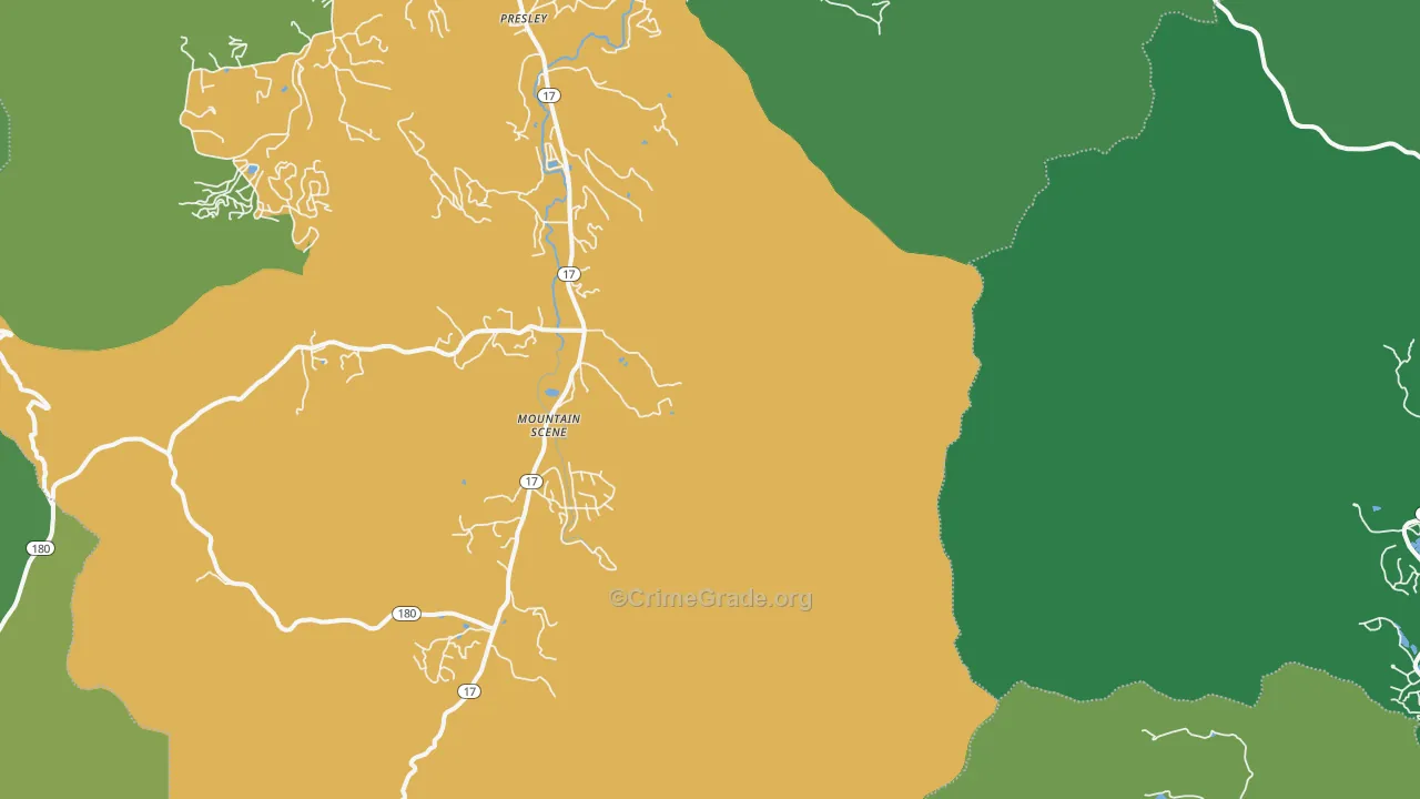 Mountain Scene, GA Map of Vehicle Theft Rates