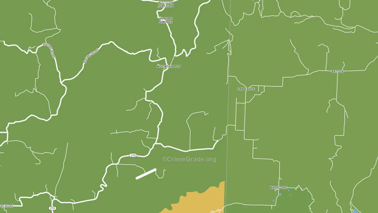Mountain Top, AR Map of Vehicle Theft Rates