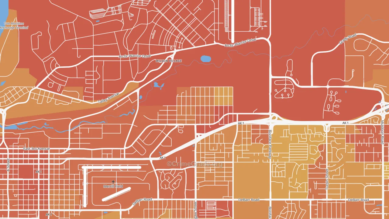 Mountain View, Anchorage, AK Map of Vehicle Theft Rates