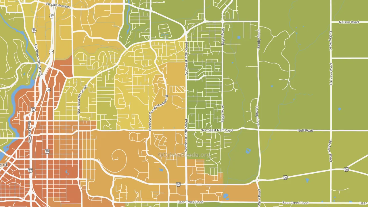 Mountain View, Bend, OR Map of Vehicle Theft Rates