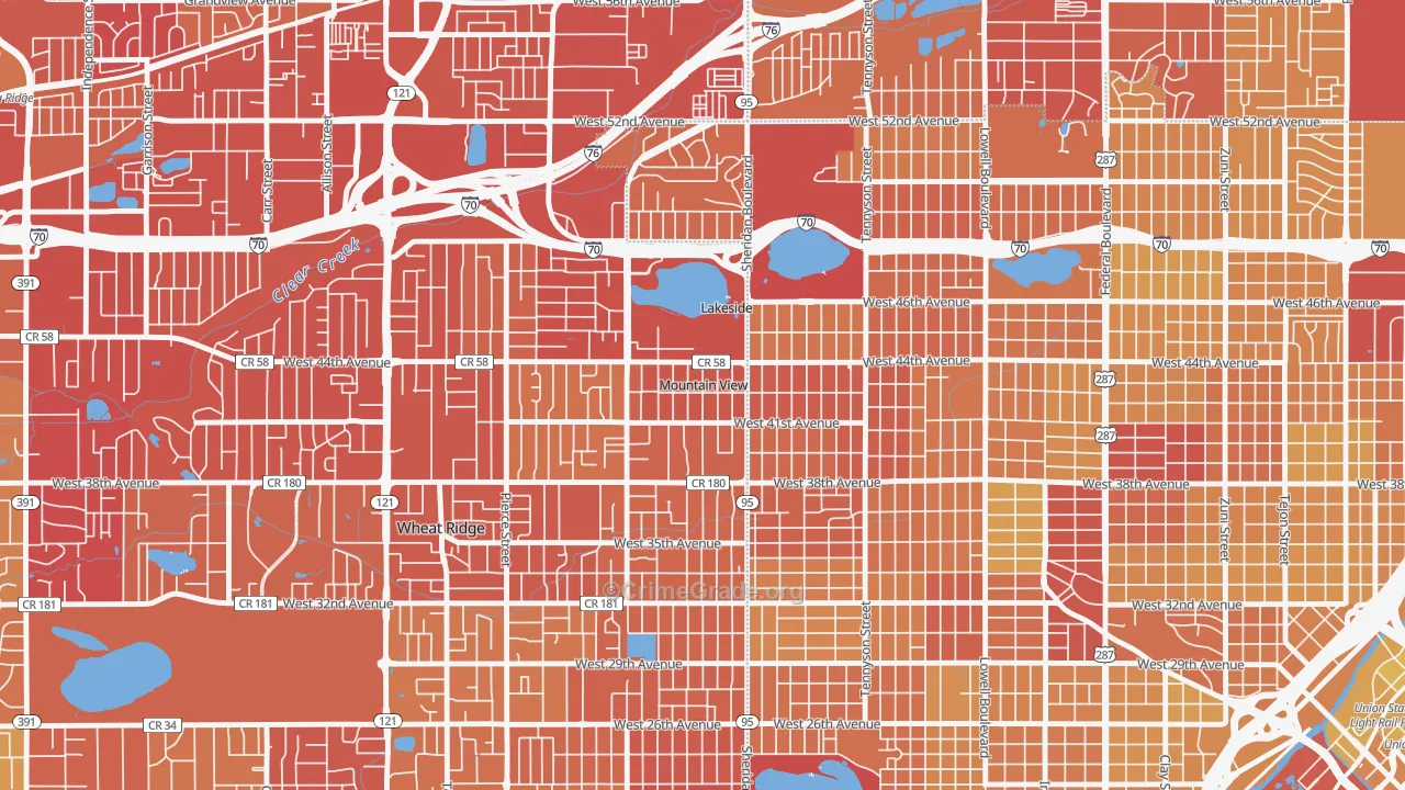 Mountain View, CO Map of Vehicle Theft Rates