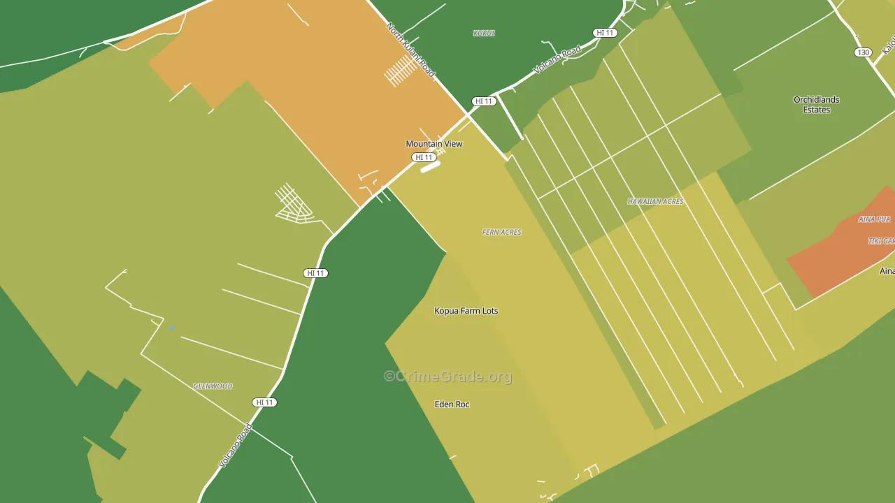 Mountain View, HI Map of Vehicle Theft Rates