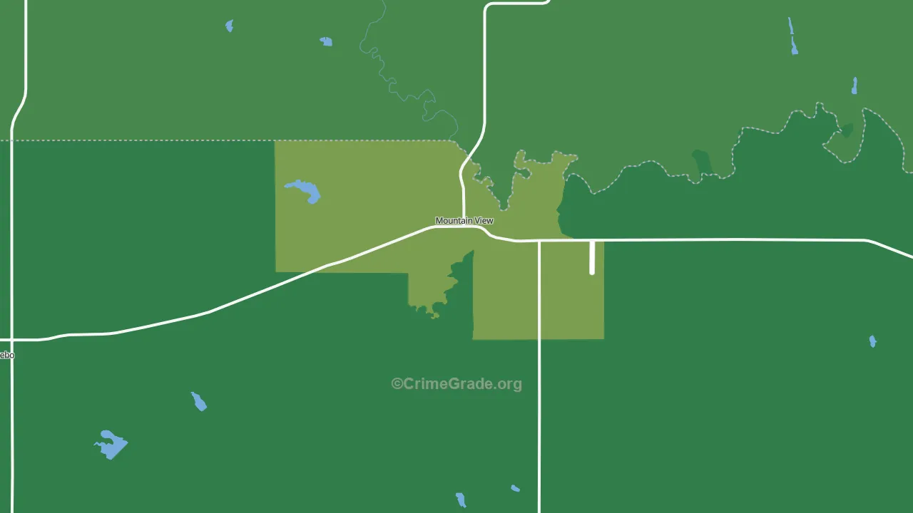 Mountain View, OK Map of Vehicle Theft Rates