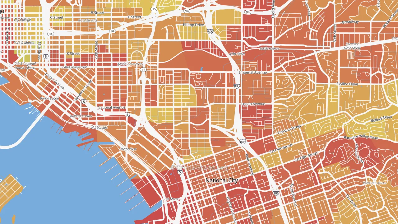 Mountain View San Diego, San Diego, CA Map of Vehicle Theft Rates