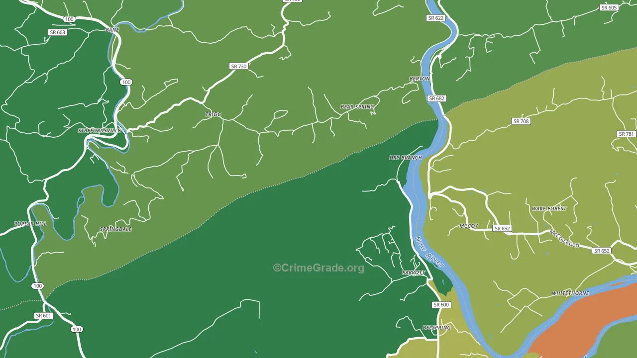 Mountain View, VA Map of Vehicle Theft Rates