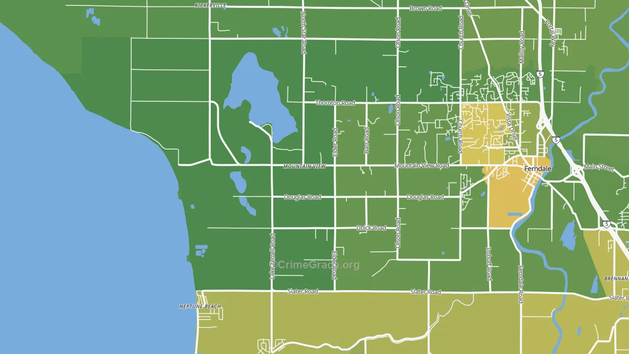 Mountain View, WA Map of Vehicle Theft Rates