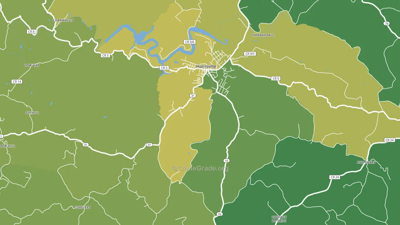 Mountain, WV Map of Vehicle Theft Rates