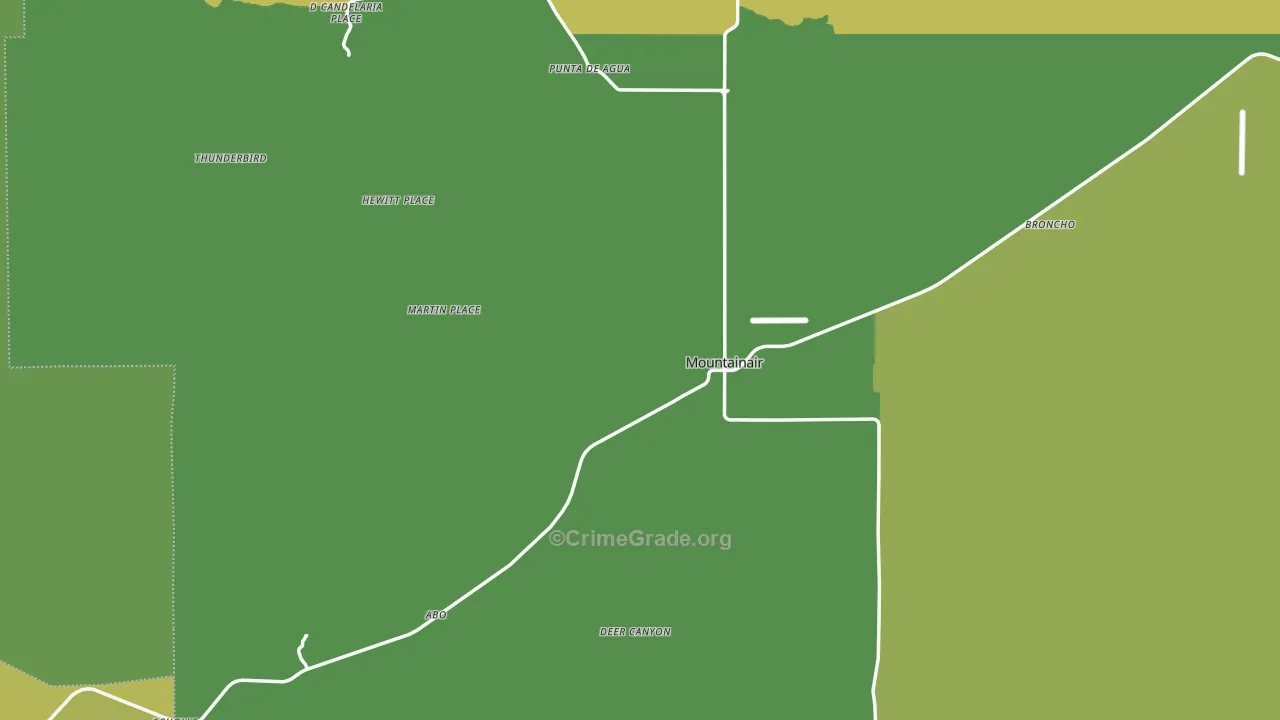 Mountainair, NM Map of Vehicle Theft Rates