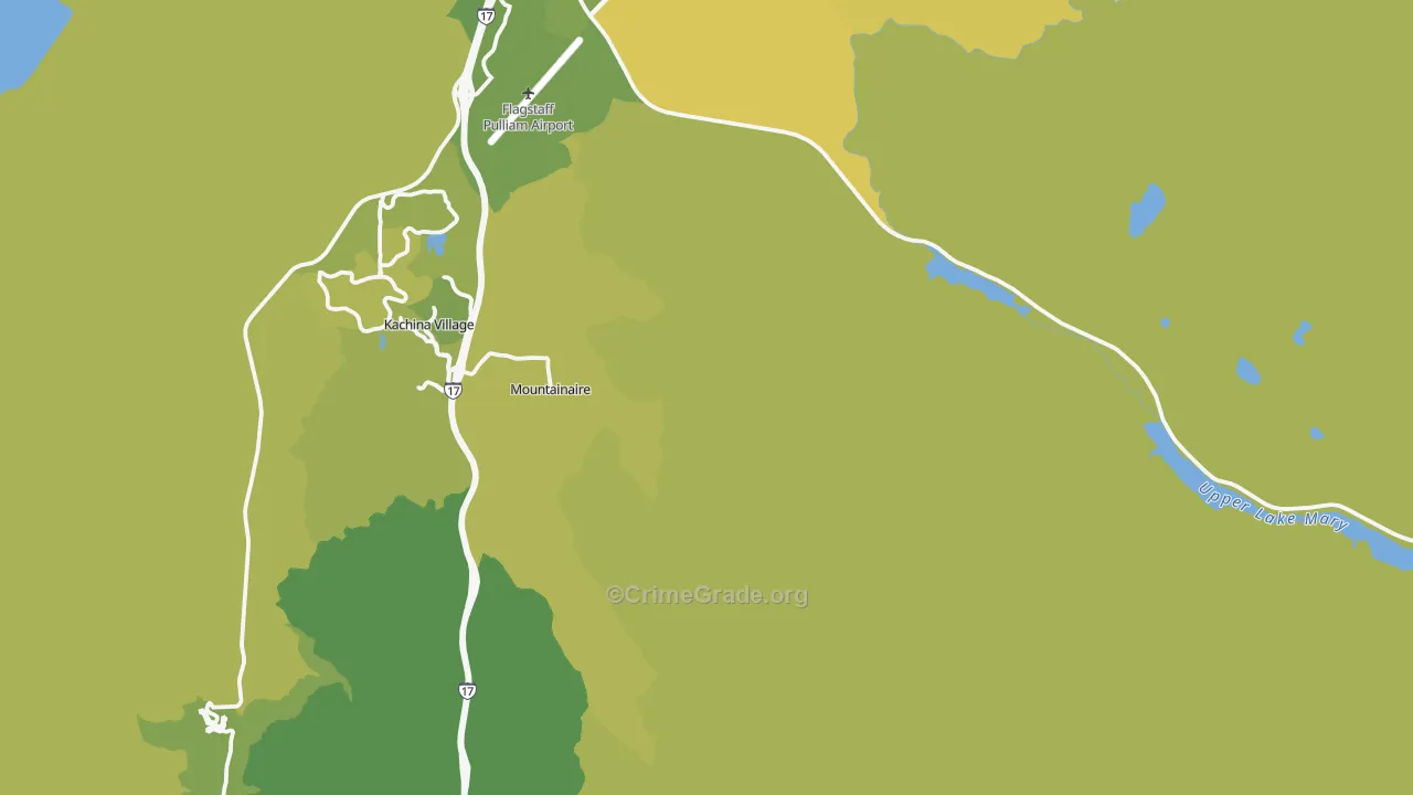 Mountainaire, AZ Map of Vehicle Theft Rates
