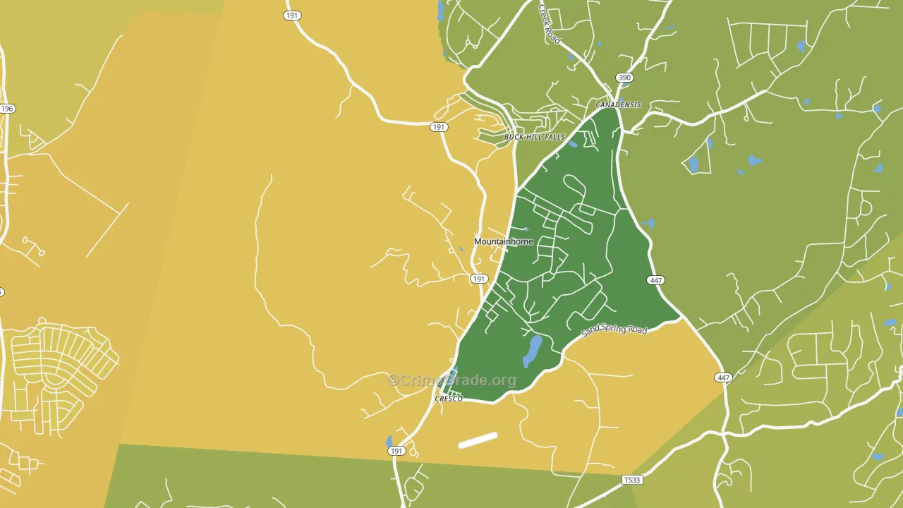 Mountainhome, PA Map of Vehicle Theft Rates