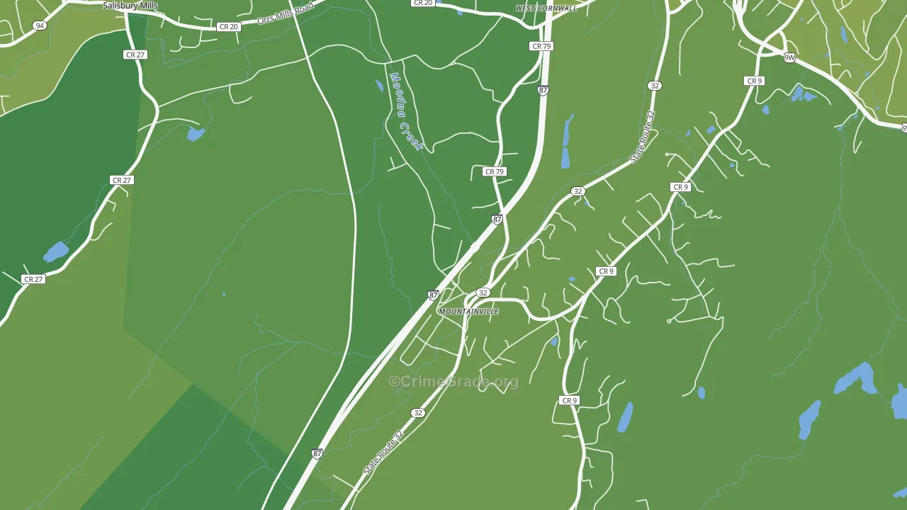 Mountainville, NY Map of Vehicle Theft Rates