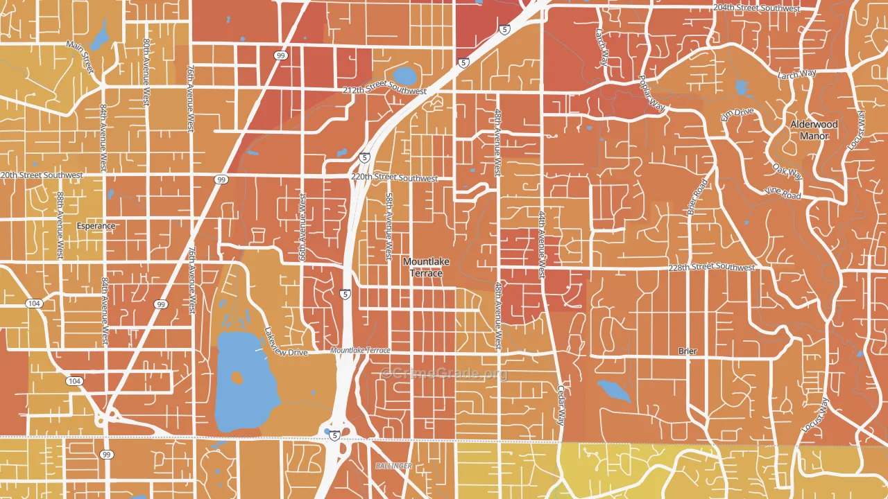 Mountlake Terrace, WA Map of Vehicle Theft Rates