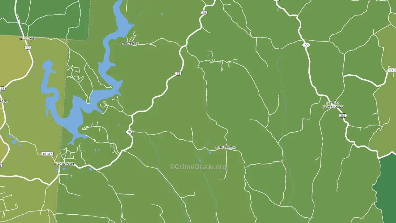 Mountville, OH Map of Vehicle Theft Rates
