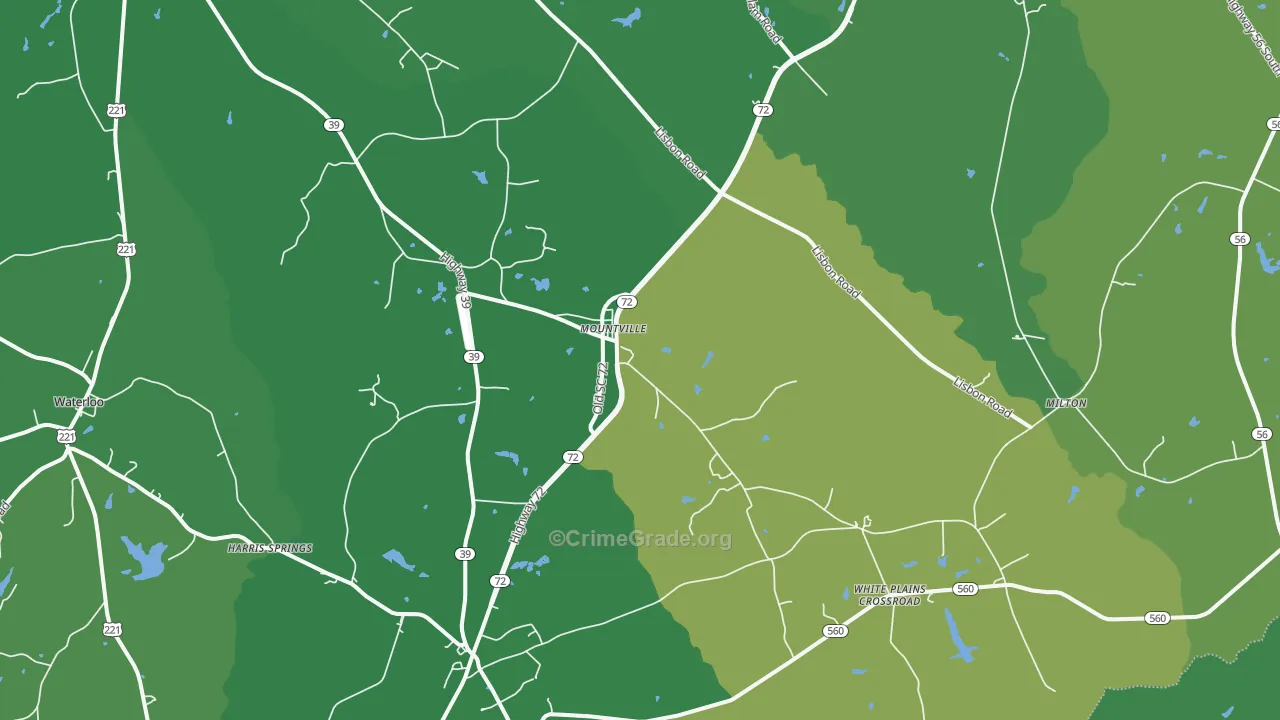 Mountville, SC Map of Vehicle Theft Rates