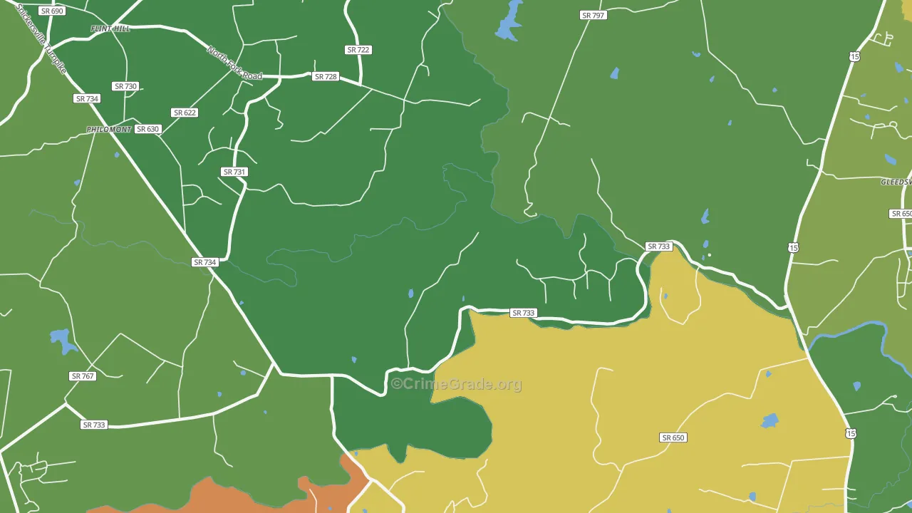 Mountville, VA Map of Vehicle Theft Rates